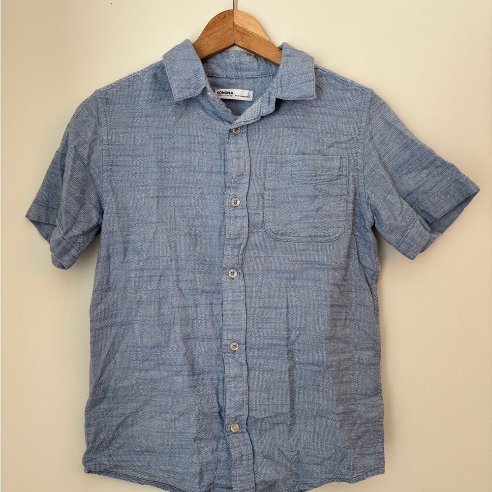 Sonoma Blue Casual Button Down Shirt Lightweight
